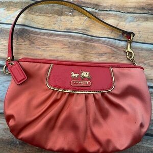 Coach Peachy Hot Pink Satin Clutch Bag